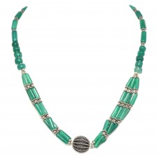 Necklace 925 Sterling Silver Green Onyx Stone Women Handmade Gift D128